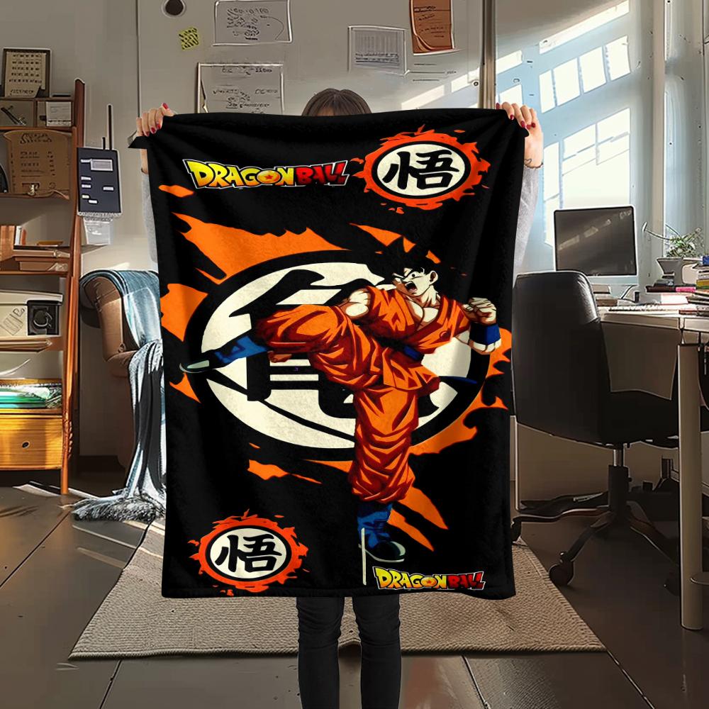 Dragon Ball Charaktere Druck Flanelldecke, Hohe Qualität, Bequem für Alle Jahreszeiten, Heimdekoration, Wärme und Komfort, Perfekt für Weihnachtsgeschenke