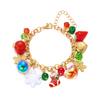 Christmas Metal Chain Necklace Bracelet For Women Santa Claus Snowman Bell Wreath Pendant Bracelet Choker Party New Year Gift