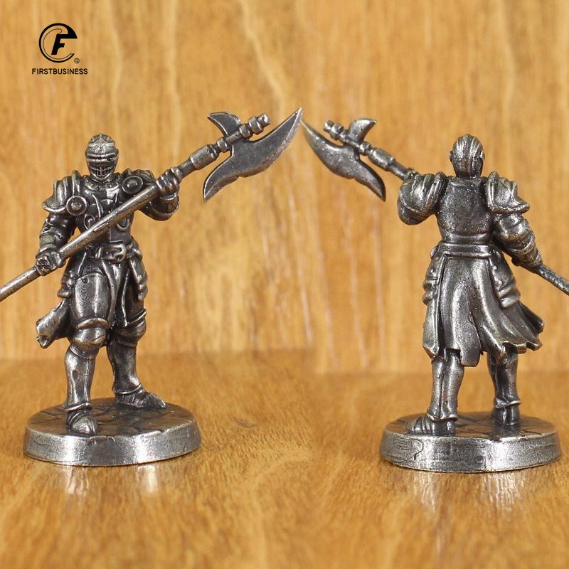 White Brass War Legions Fearless Knight Soldier Models Miniature Figurine Collections Metal Chess Piece Table Game Ornament Gift