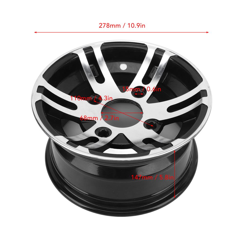 1Pc 10 Inch ATV Wheel Rim Universal High Strength ATV Aluminum Alloy Rim for Go Karts Golf Cart