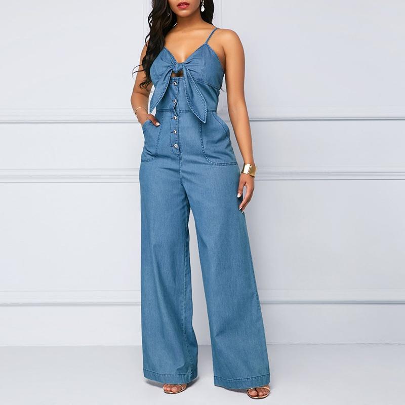 Plus Size Women Summer Jumpsuits Rompers Off Shoulder Denim Jeans Elastic High Waist Playsuits Overalls