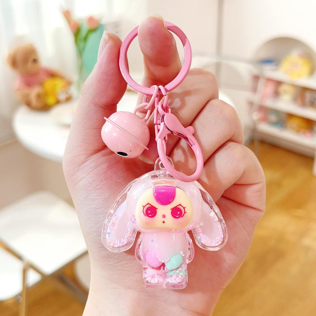 Super Cute 3-Year-Old Cartoon Doll Keychain with Flowing Sand Pendant