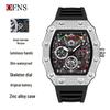 Oufannishi Barrel-Shaped Quartz Waterproof Skeleton Men's Watch with Calendar and Luminous Features
