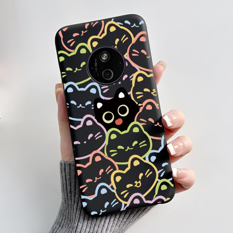Phone Case For Nokia 125 HMD 110 4G 2024 Casing Luxury Cute Love Rabbit Funny Cartoon Black Matte Soft Silicone Shockproof Cover