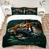 3pcs Tiger Print Bedding Set - 1 Duvet Cover + 2 Pillowcases(Core Not Included), Machine Washable Polyester yy251216155
