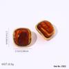Vintage Amber Gradient Flower & Heart Stainless Steel Stud Earrings with Sun Pattern
