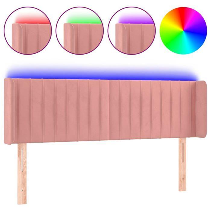 VidaXL LED Headboard Bedroom Furniture Double Bed Accessory Head of Bed Frame Interior Pink 3123527