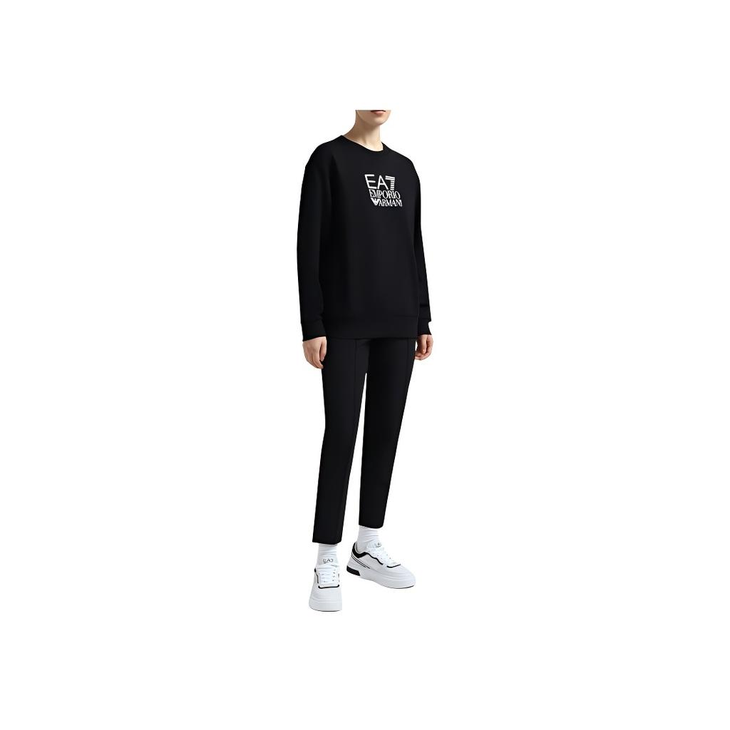 Emporio Armani Logo Pattern Printed Crew Neck Pullover Long Sleeve Sweatshirt Men sweatshirt Black 6DTM11-TJZCZ-0200