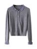 Yimeng 2025 Korean Style Patchwork Long Sleeve Knitted Cardigan for Women
