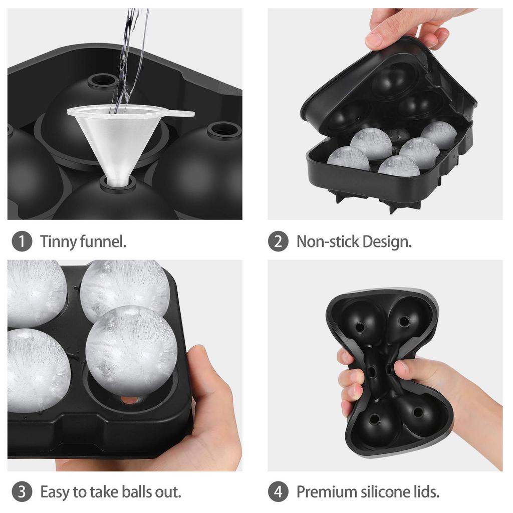 Diamond & Round Ice Cube Tray Set: 37-Grid Honeycomb and 6-Hole Sphere Mold