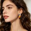 Colorful Parrot Earrings Oil-drip Design Geometric Shape Enamel Toucan Bird Brooch Vintage Style Adjustable Unisex Jewelry
