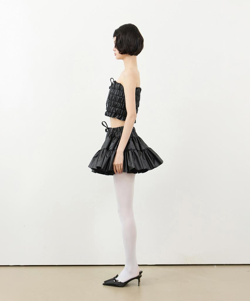 Leobyui Cabbage Tiered Skirt Black