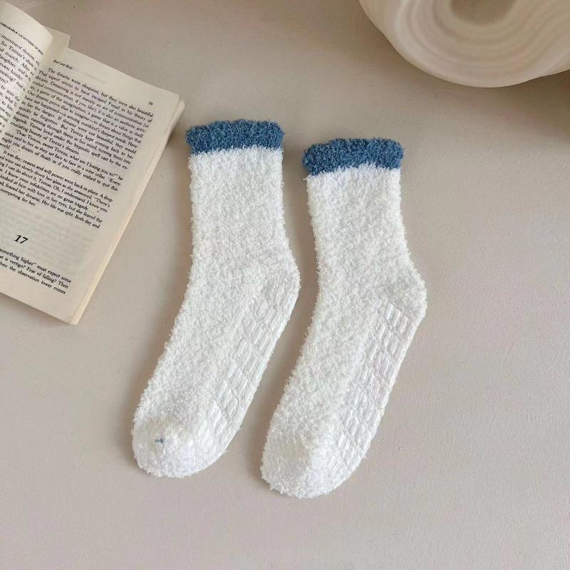 Women Winter Warm Fuzzy Socks Thick Thermal Solid Soft Fluffy Socks Cute Fashion Slipper Home Floor Sleeping Socks