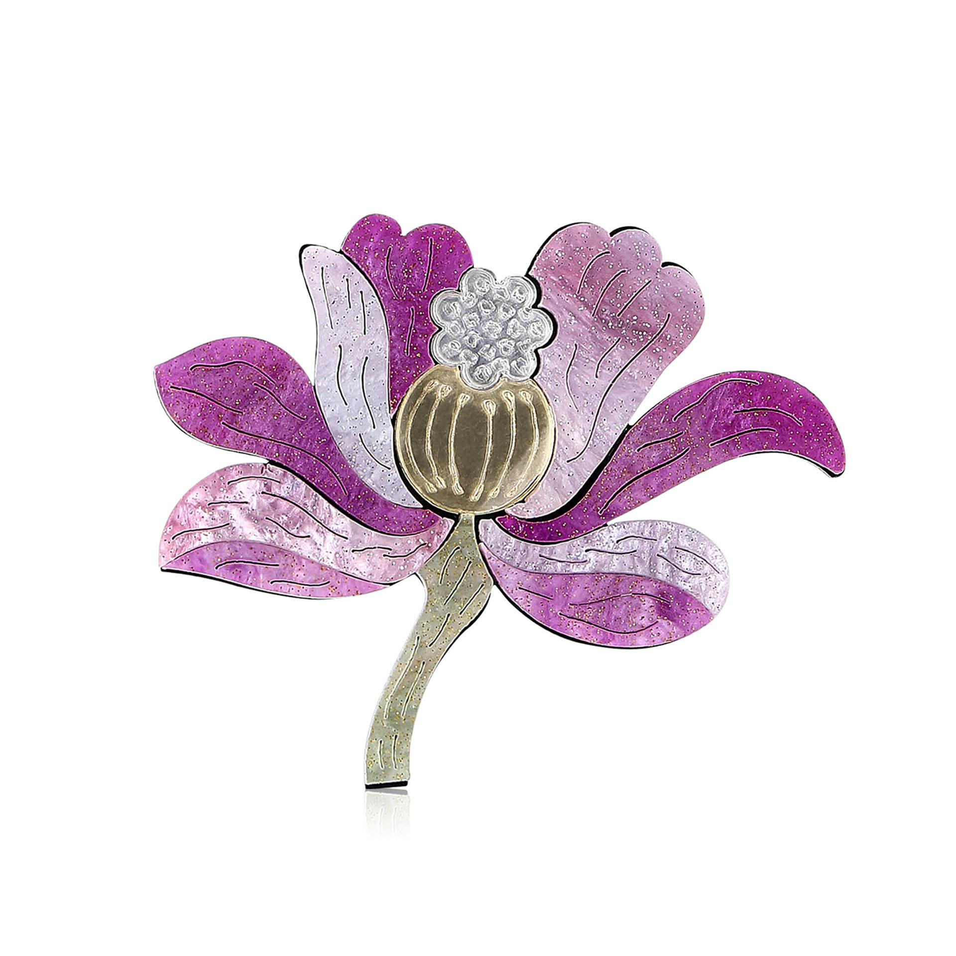 

Новая модная акриловая брошь-лотос, изысканное женское украшение на грудь в виде цветка фиолетовый