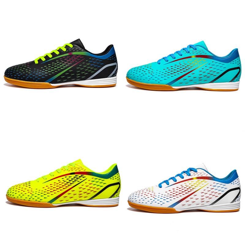 Ic Fußballschuhe Indoor Futsal Herren und Damen Flachsohle Harter Boden Rindersehnensohle Rutschfest Wettkampf Trainingsschuhe