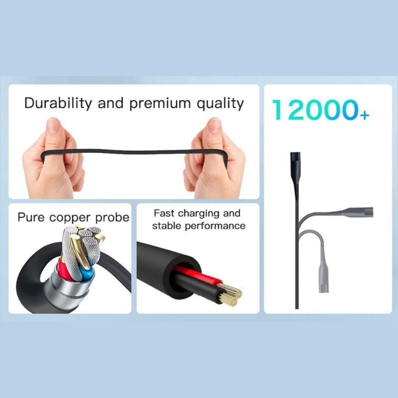 Pack of 2 USB Charging Cords Flexible Charging Cables for Electric Shavers PVC and Copper Construction 1.2M Length