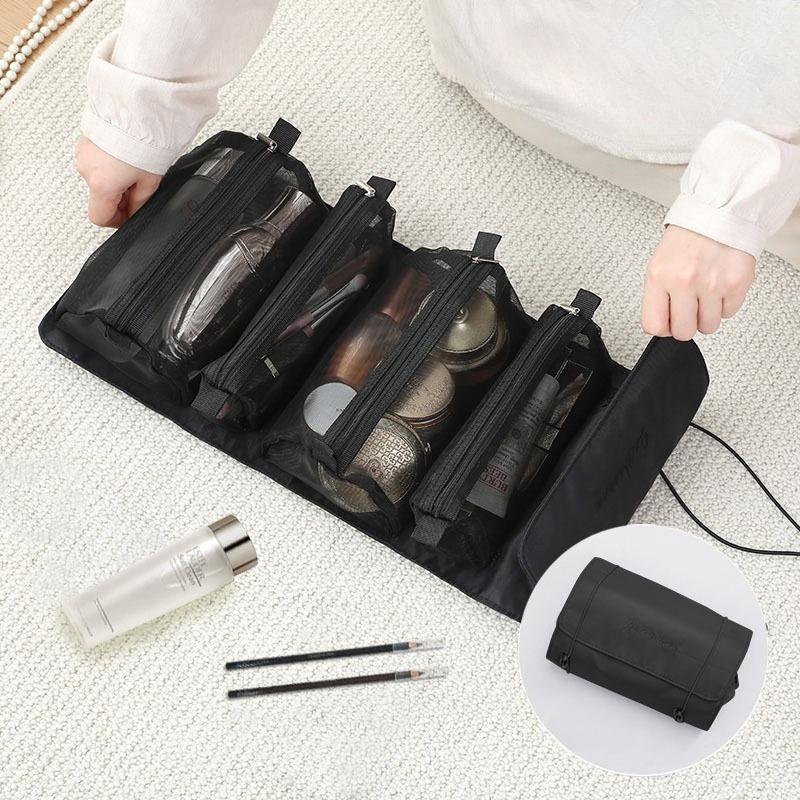 1Pc Portable Waterproof Hanging Cosmetic Bag - Large Capacity 4-in-1 Travel Toiletry Organizer