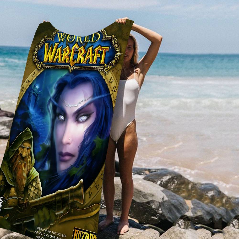 W-World Of Games W-Warcraftes Microfiber Printed Beach Towel Mountain Climbing Yoga Beach Swimming Running Absorbent Soft Towel