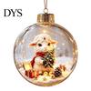 Festive Party Decorations Glowing Christmas Story Ornament, Light?Up Mini Holiday Scene Hanging Ball with Warm Gift Embellishments LED Light, Clear