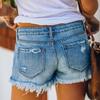 Ladies' Casual Hole Breaking Versatile Fashionable Denim Shorts