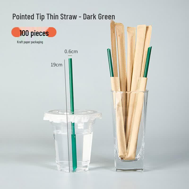 Ru Han Disposable High-Temperature Kraft Green Straws