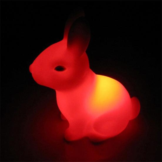 Color Changing Battery Powered LED Night Light Rabbit Lamp Home Table Decor