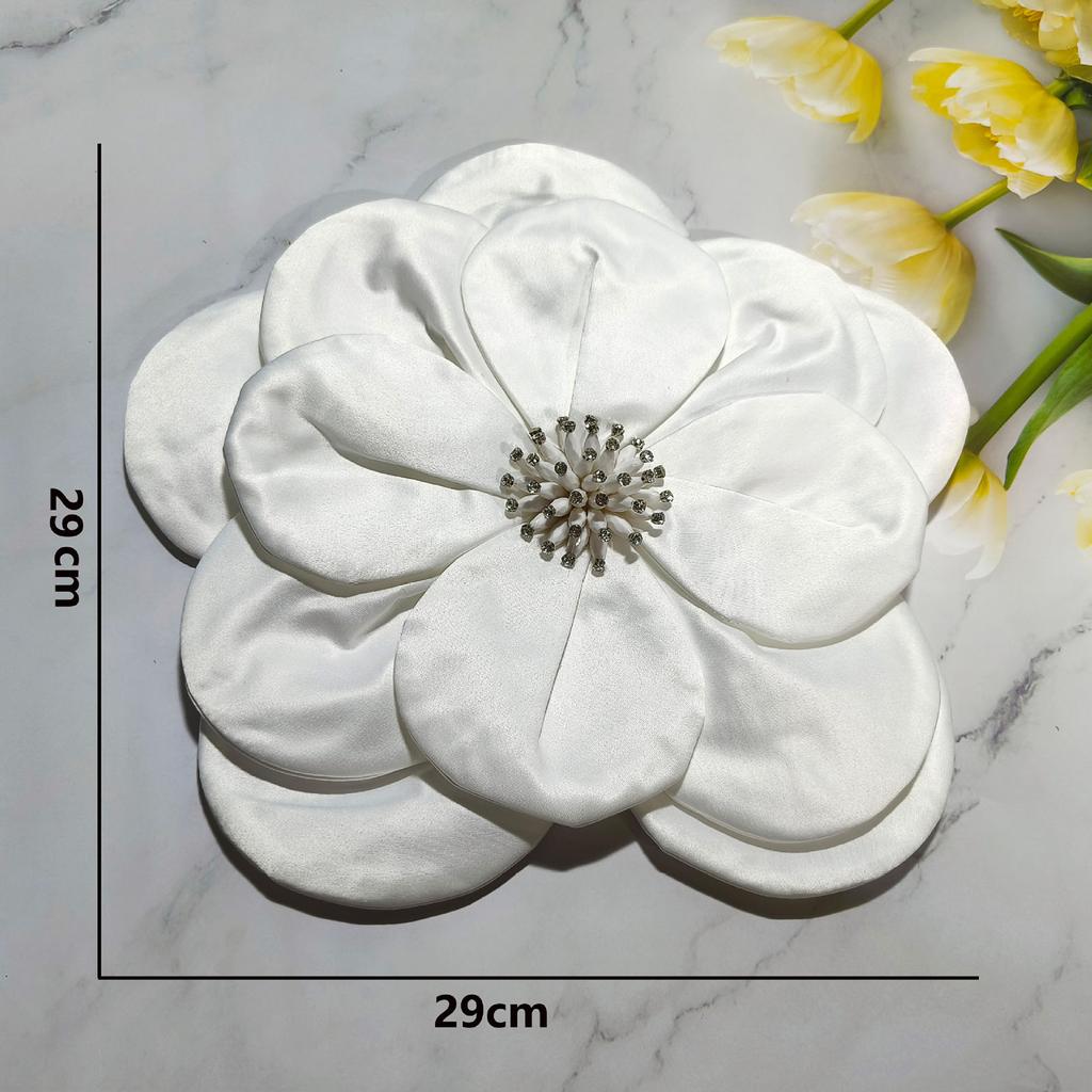 Stylish Big Flower Lapel Pin Comfortable Fabric Floral Brooch Fashionable Multi Tiered Breastpin Ornament for Women