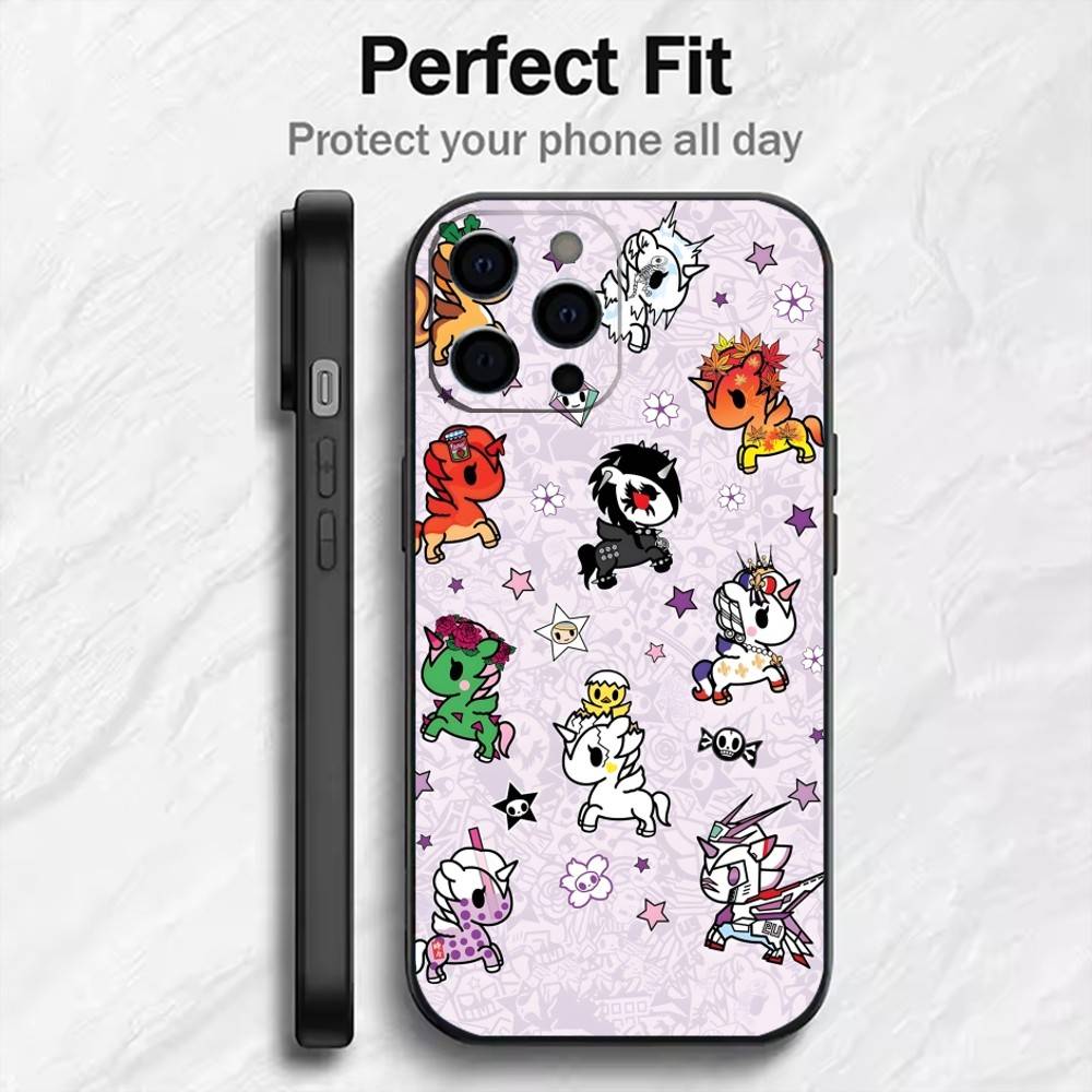 Japanese Pop T-Tokidoki-i Culture Phone Case For iPhone17,16,15,14,13,12 Plus,Max Soft Silicone Black Cover