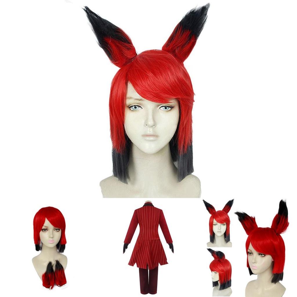 Nádherná cosplay sada kostýmu Alastora z Hazbin Hotelu s živým červeno-černým designem