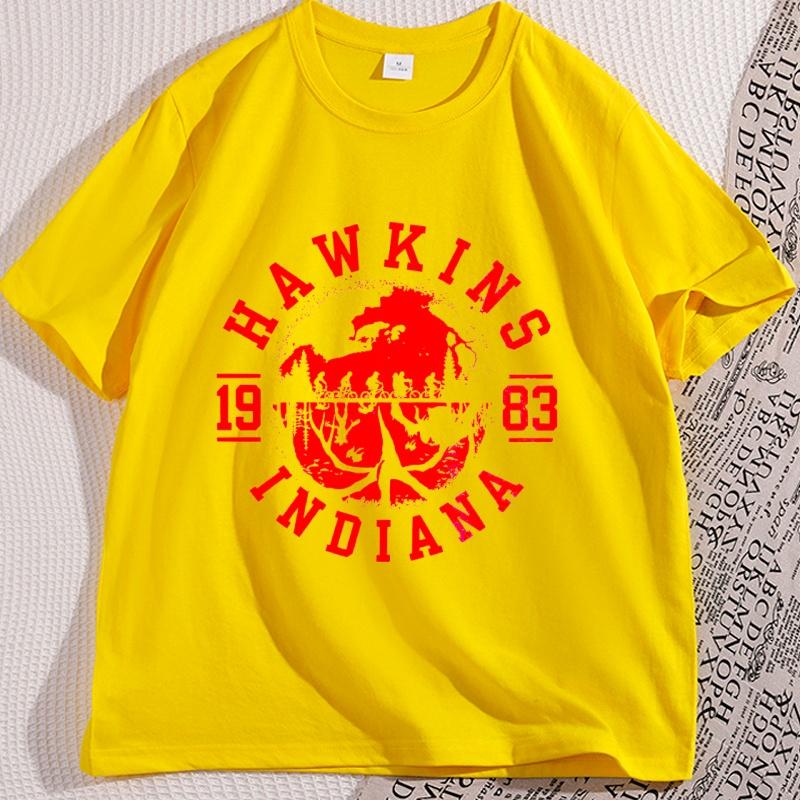 Hawkins 1983 Indiana Tričko pro Muže Ženy Vzhůru nohama Tričko Milovník Filmů Tričko Ležérní Kulatý Výstřih Bavlna Krátký Rukáv