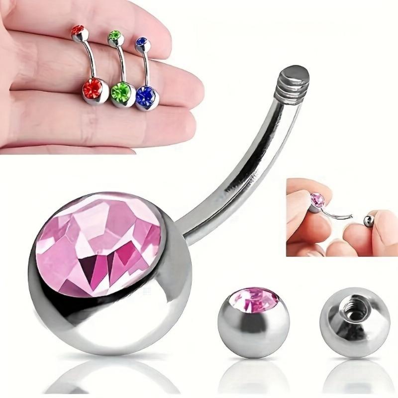 Glamorous Stainless Steel Belly Rings with Rhinestones for a Dazzling Summer Look