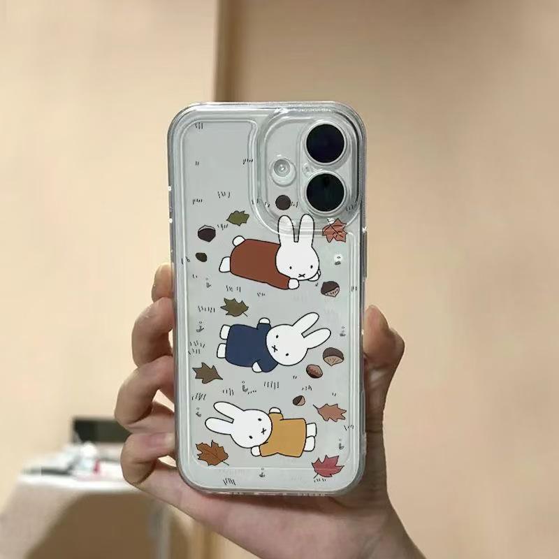 Maple Leaf Rabbit Phone Case - Transparent, Anti-drop, Compatible with Apple 17 Pro Max, 16 Pro, 15, 13 Pro, and XS