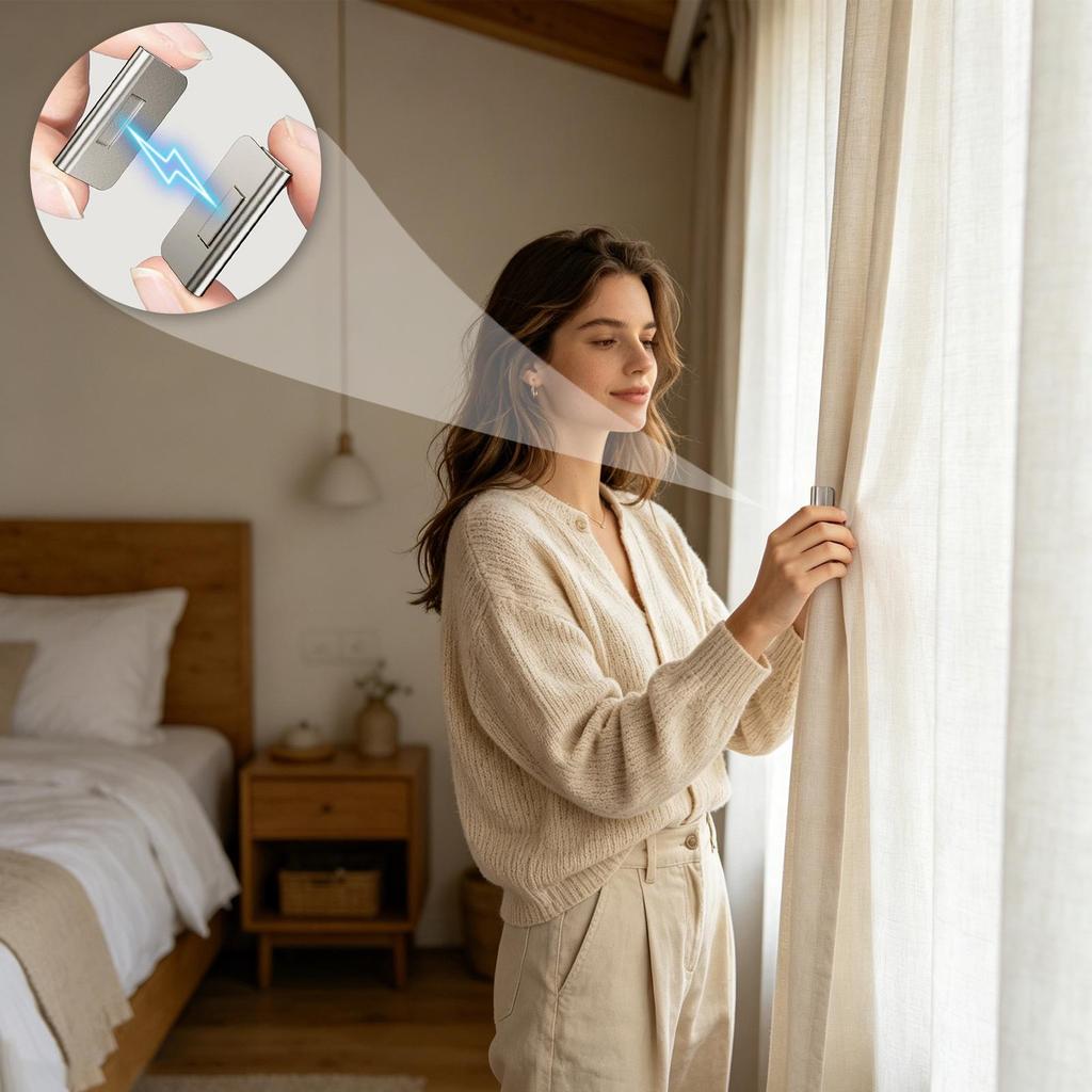 10 Paia di Clip Magnetiche per Tende, Fissaggi per Tende Senza Foratura, Design con Potente Tenuta Magnetica per Tende di Soggiorno/Camera da Letto/Patio