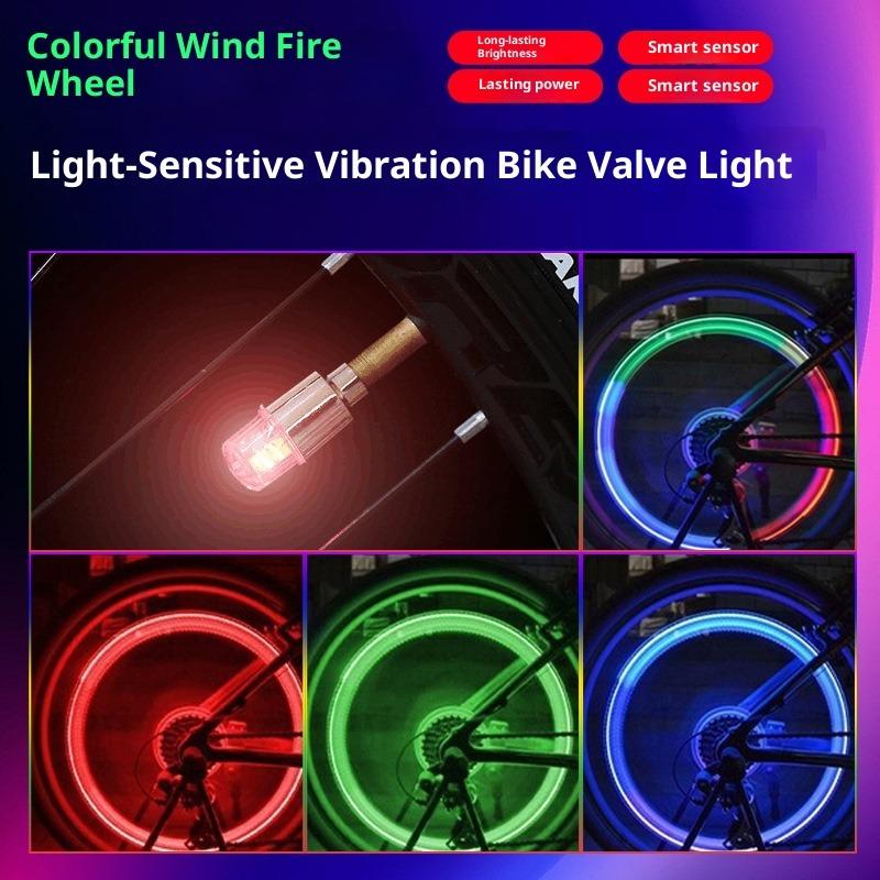 Bicycle Valve Light Vibration Induction Hot Wheel Colorful Air Nozzle Light Mountain Bike Equipment Accessories Tire Flash