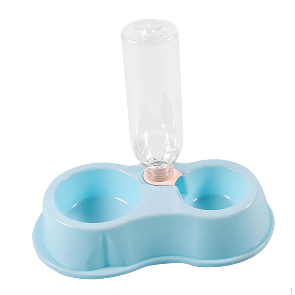 Double Bowl Feeder with Drinking Bottle Smooth Convenient Easily Clean Lightweight Water