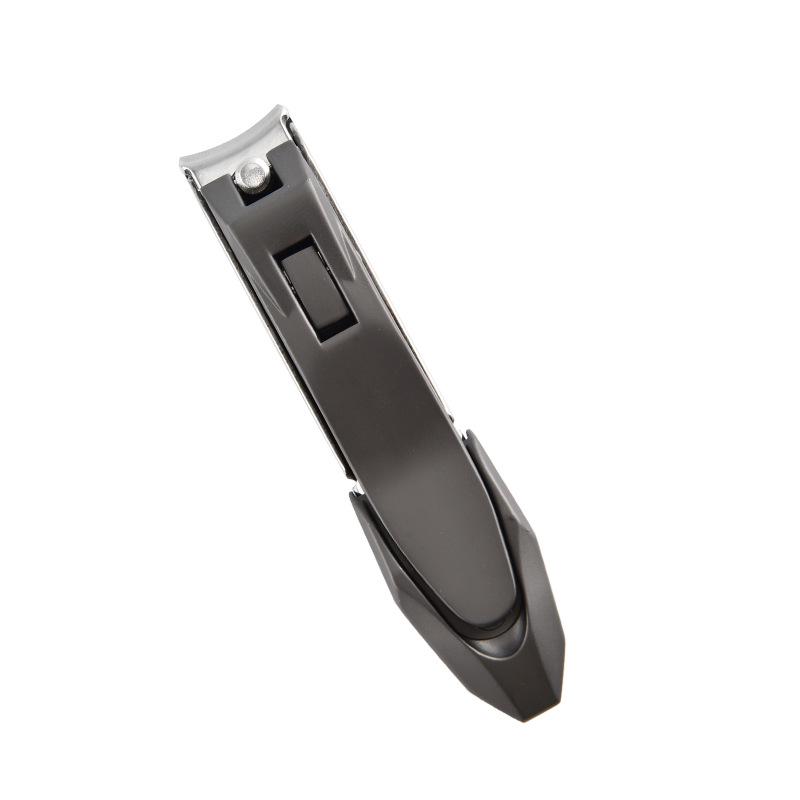 Stainless Steel Anti-Splatter Nail Clippers with Large Opening, Storage Compartment, and Double-Form Lever