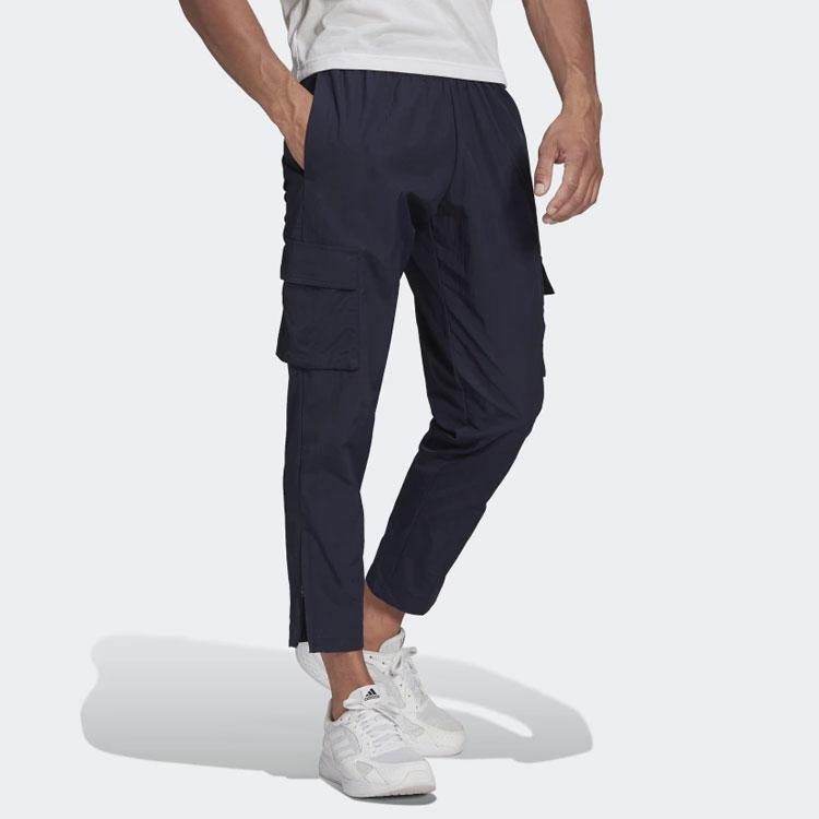 Adidas Solid Color Logo Cargo Joggers Men Bottoms Blue HE1860