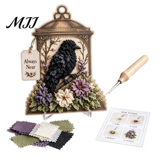 Kit Creativo per Principianti Arte con Ago su Tessuto 3D, Lanterna della Memoria Fai-da-te con Uccello, Set Floreale e Modelli, Kit Punch Needle per Adulti, Decorazione da Tavolo e Camino per la Casa