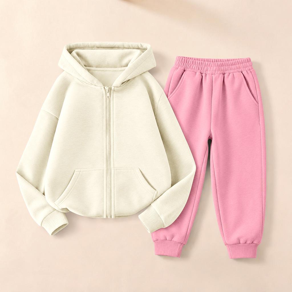 Dziecięcy Unisex Zestaw Bluza z Kapturem i Spodnie Dresowe Wszechstronny Casualowy Strój Sportowy dla Chłopców Dziewcząt