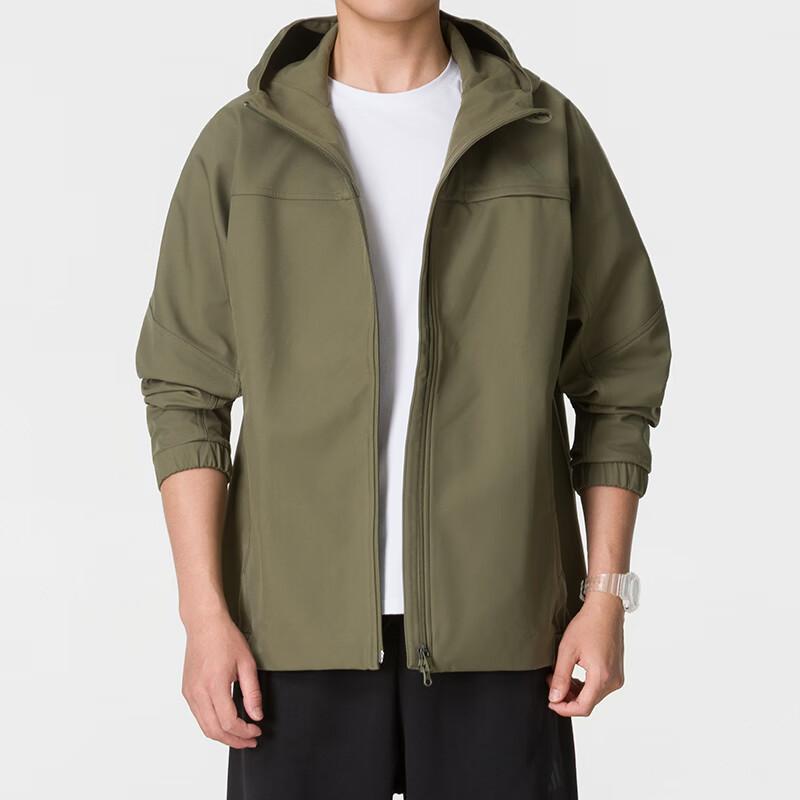 Men's Adidas Running Jackets Men's Army Green Hooded Non Detachable Moderate
