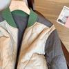 Hong Kong-Style Patchwork Cozy Loose Fit Cotton Jacket for Women Autumn Winter
