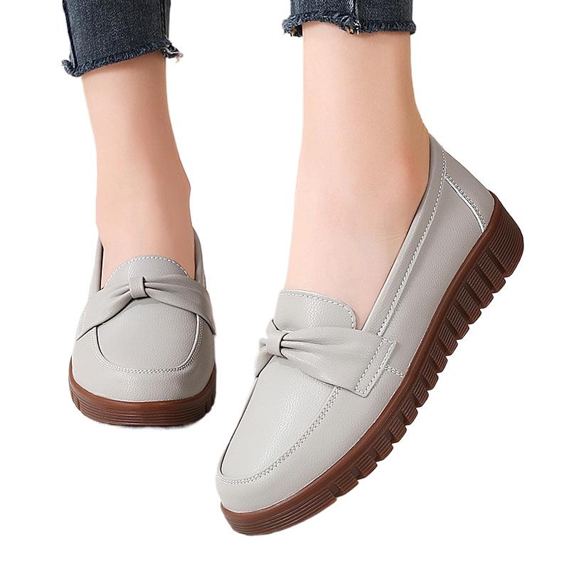 Spring Autumn plus size women's shoes Comfortable genuine leather shoes Fashion low cut flat Round headed casual ladies loafers
