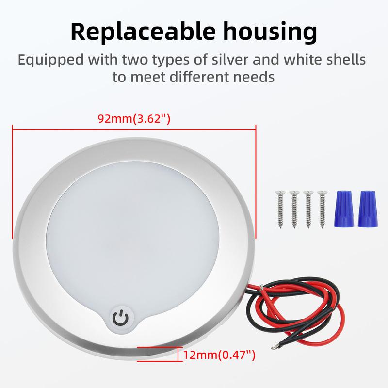 12V Ceiling Light Indoor Dimmable LED Light Ultra-thin 3W RV Ceiled Dome Lamp Adjustable Brightness Switch Boat Yacht Spotlight