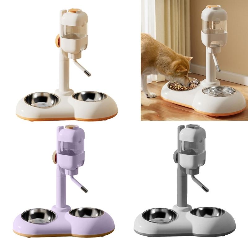 Large Dog Bowl 2 in 1 Pet Feeders Water Feeder Adjustable Height Feeder Waterer Food Container Bowl