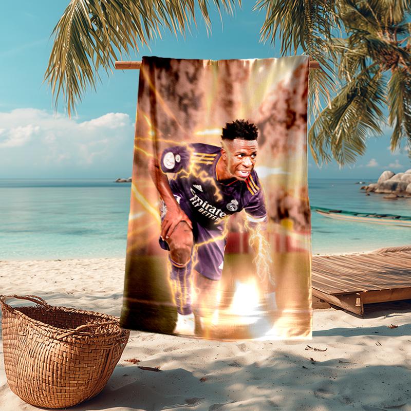 Vinicius Junior Fashion Beach Towel: Ideal for Summer Adventures Soft, absorbent and quick drying suitable for swimming and bathing