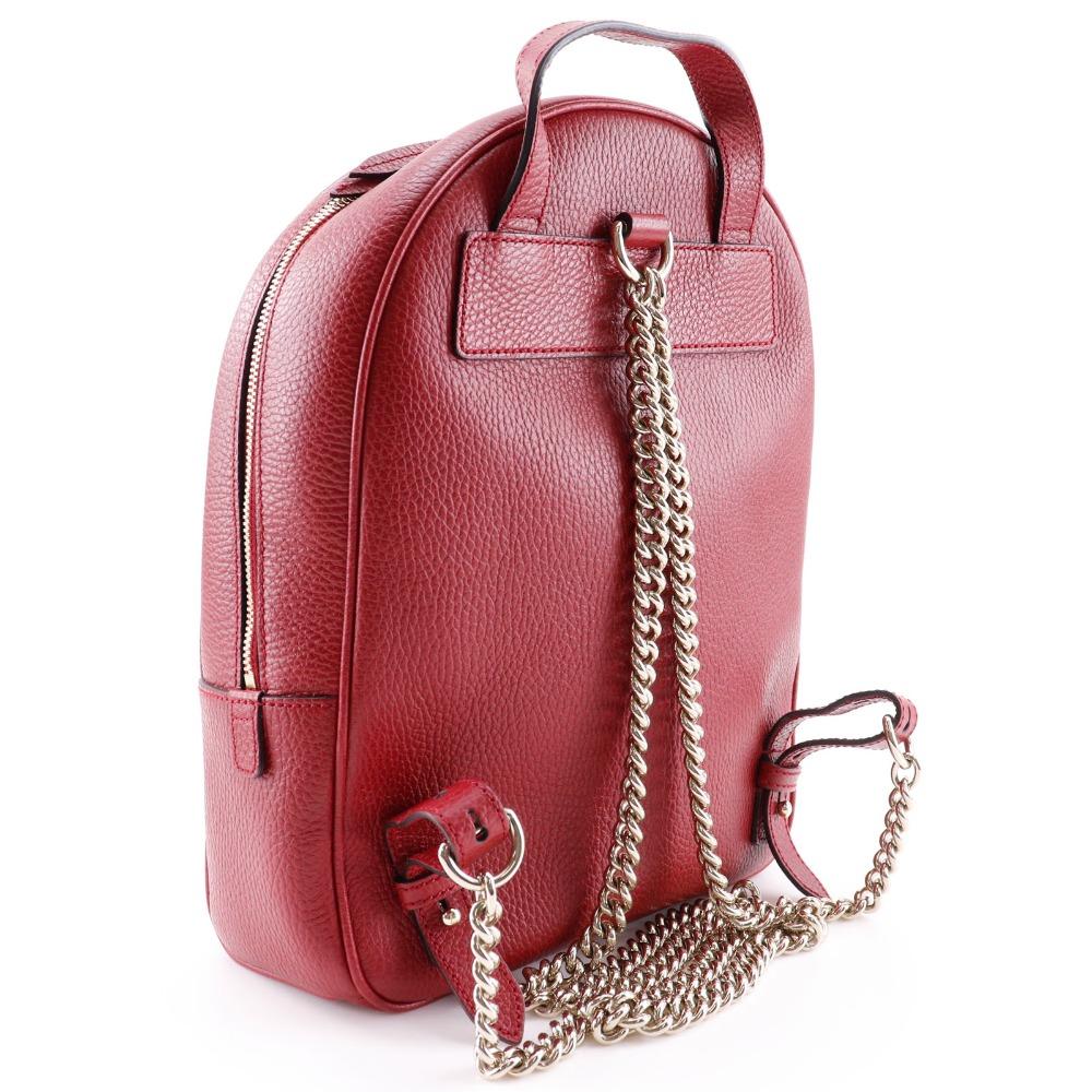 GUCCI Soho Backpack Daypack 536192 Interlocking ChainBackpack Red leather Women Used