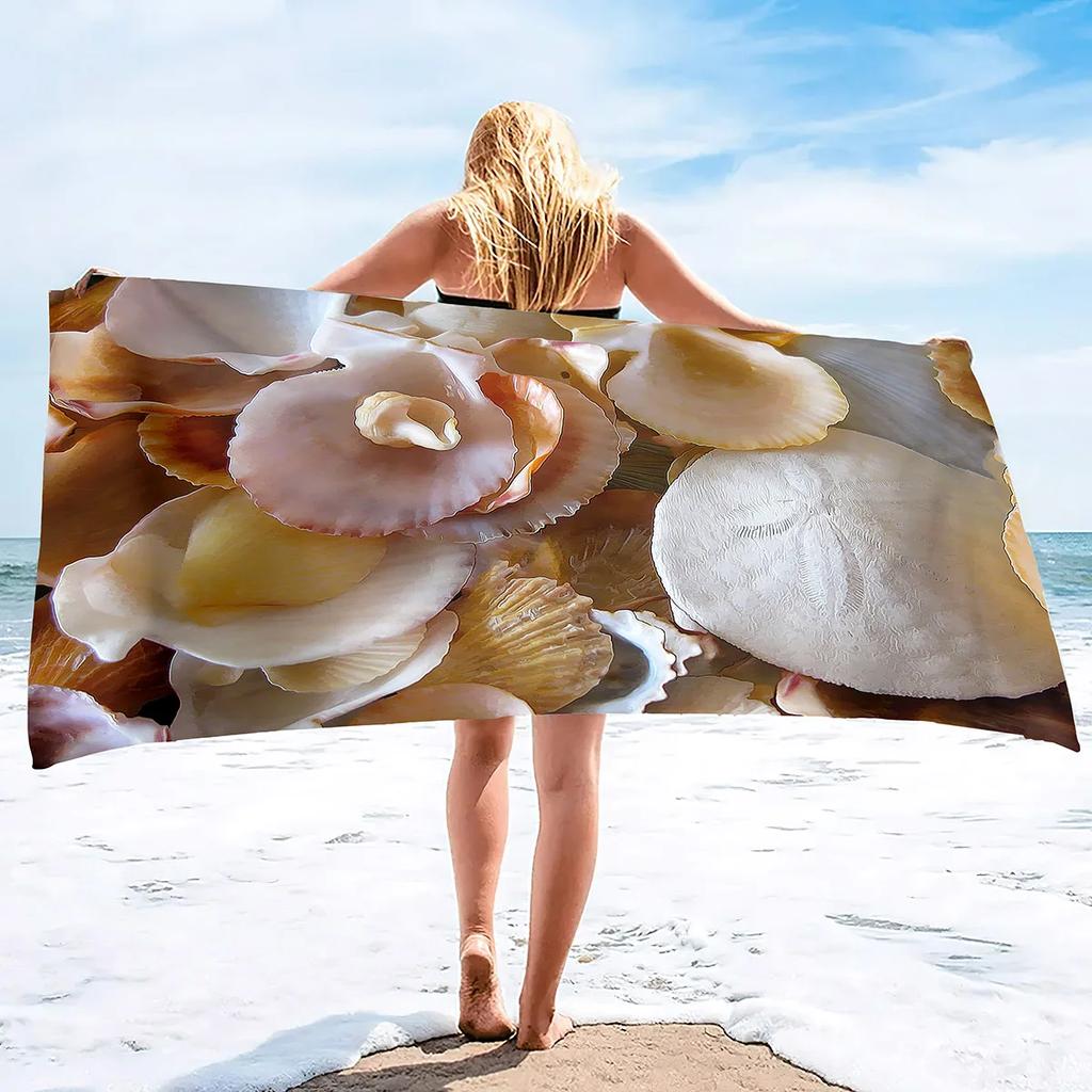 Beach Seashell Starfish Towel Summer Bathroom Soft Absorbent Multipurpose Quick Dry Sand Free