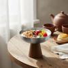 High Feet Stainless Steel Dessert Cup Wood Handle Large-caliber Ice Cream Cup Stable Base Corrosion-resistant Yogurt Bowl