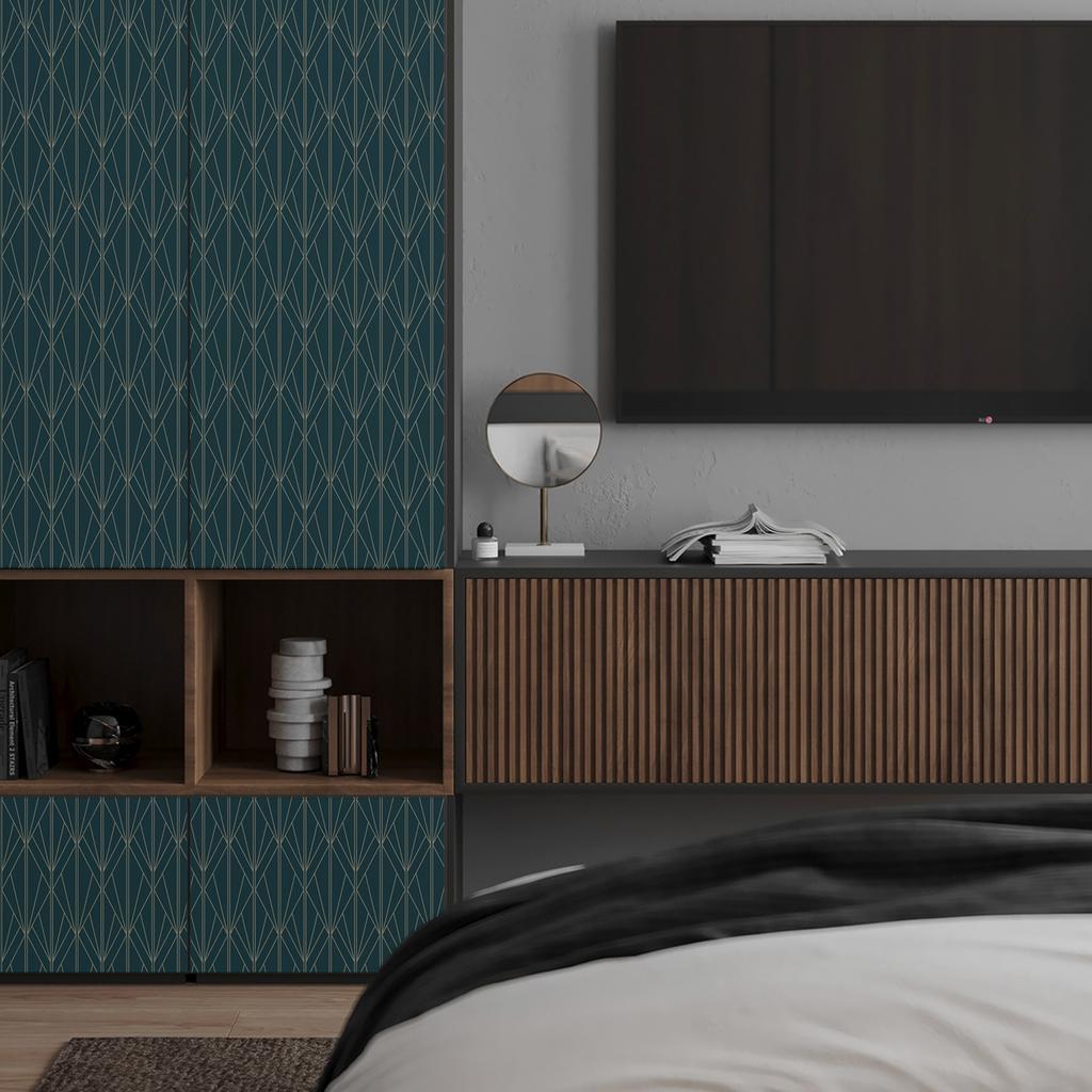 Geometric Wallpaper Green Trellis Pattern Contact Paper Self Adhesive Wallpaper DIY Removable Cabinets Drawer Liner Decor