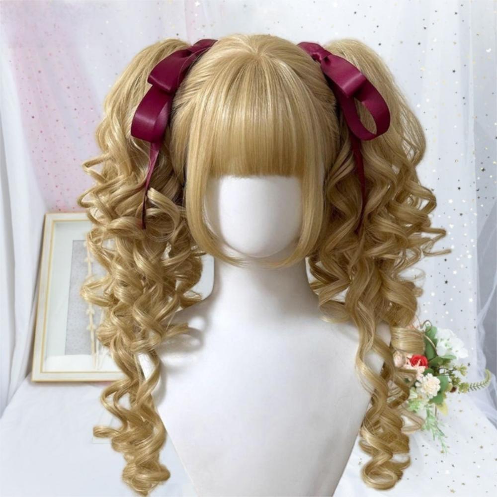 Cosplay Princess Cut Double Ponytail Synthetic Halloween Harajuku Wig Lolita Wig with Bangs Party